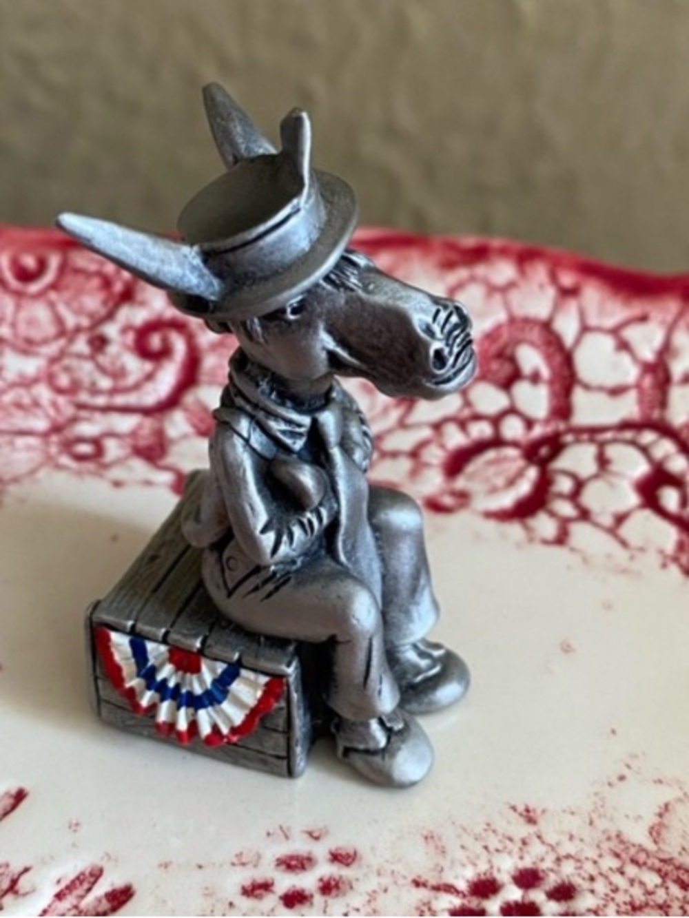 🩶Vintage🩶Pewter Democratic Donkey Figurine